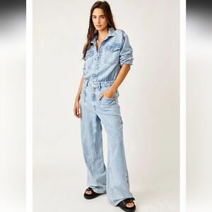 Free People Touch The Sky Denim Jumpsuit NWOT